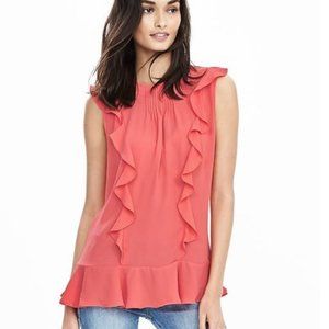Banana Republic Ruffled Coral sleeveless top